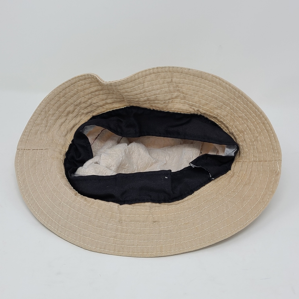Vintage 90s Tommy Hilfiger Youth Kids Bucket Hat Tan Flag Logo Spellout - Picture 4 of 4